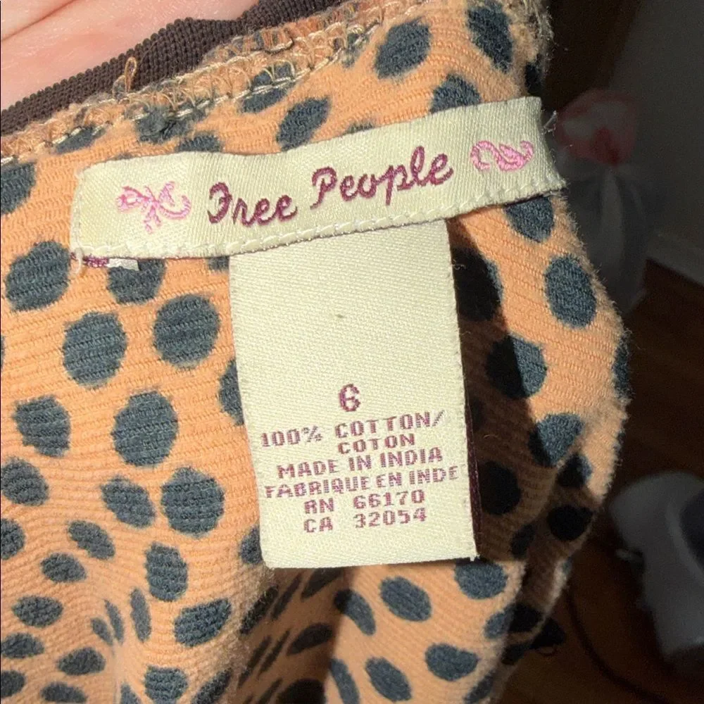 Vintage free people Y2K Polka Dot A-Line stretch Skirt - Black and Tan 6
